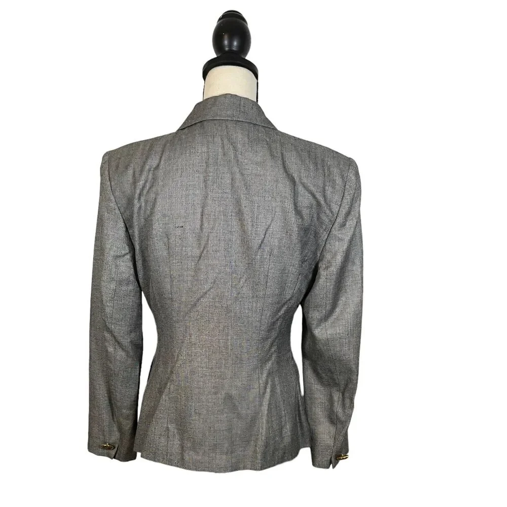 Vintage Women’s Christian Dior 80s 90s Gray Double Breasted Blazer Size 10